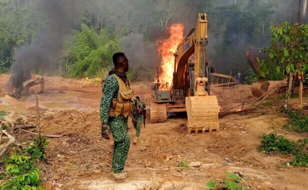 Forestry Commission Officials Burn 4 Excavators Used for Galamsey in Atewa Forest Reserve