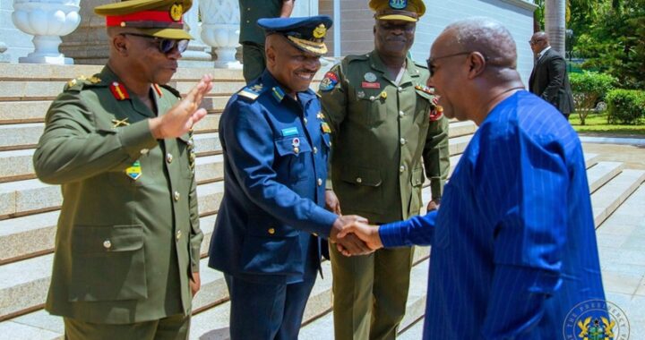 Service Commanders present one month's salary to the President in support of MahamaCare