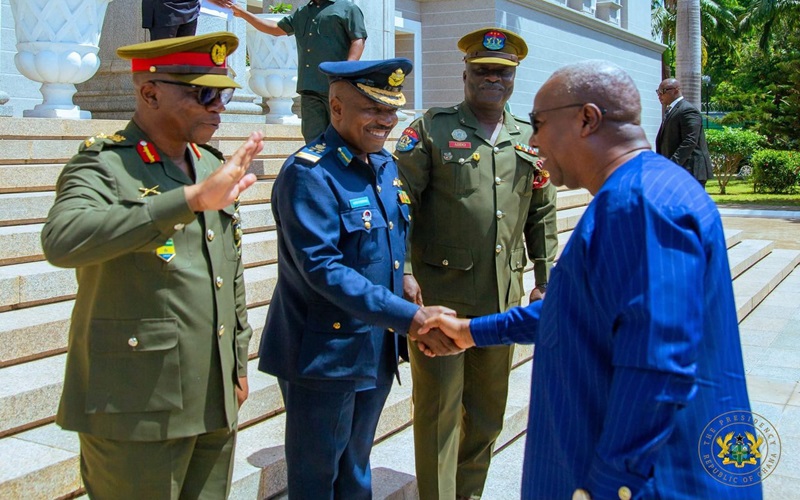Service Commanders present one month's salary to the President in support of MahamaCare