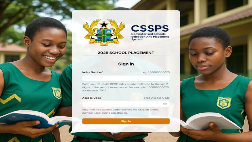 MoE redesigns BECE 2025 CSSPS SHS/SHTS/TVET placement portal.